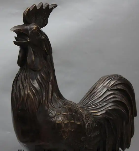 S5051 25&quot Chinese Bronze Zodiac Year Animal Rooster Chicken Wealth Coin Rich Statue | Дом и сад