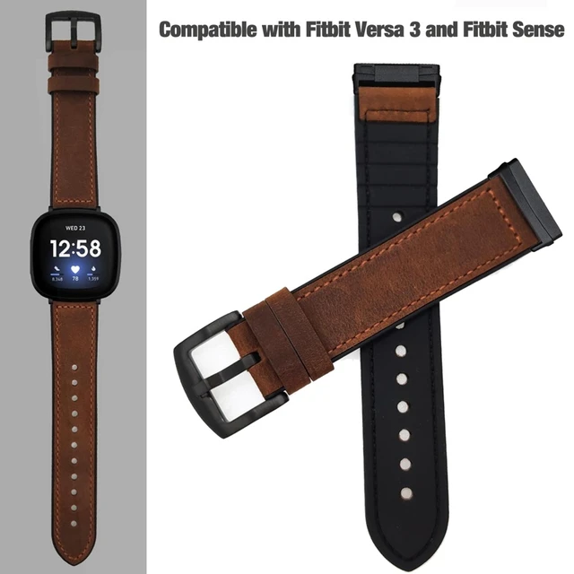 Pour Fitbit Versa 3 / Versa 4 / Sense / Sense 2 Connecteur en forme de D  Bracelet de montre en cuir divisé