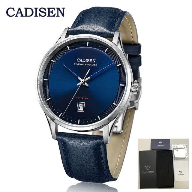 CADISEN Лидирующий бренд механические часы для мужчин автоматические часы сапфировое стекло Циферблат Бизнес водонепроницаемый наручные часы Reloj Hombre+ коробка - Цвет: blue
