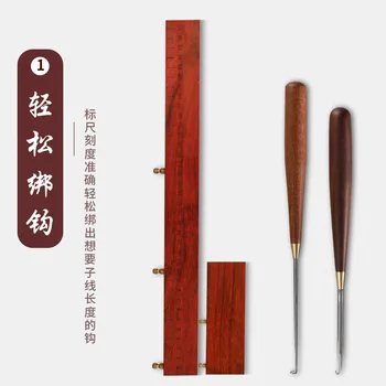

Solid Wood Sub-line Ruler Line Measurement Board Hook ju chi Fishing Line Measurement Board Multi-functional Knotter Hook Remove