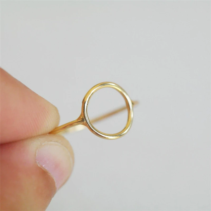 14K 골드 채워진 10mm 오픈 서클 링 Boho 미니멀리스트 너클 링 골드 쥬얼리 Anillos Mujer 골드 액세서리 여성용 반지