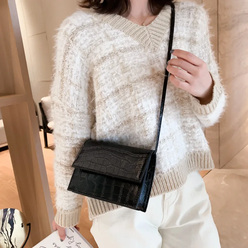 

New Arrival Hong Kong Style Textured Crocodile Pattern Bag Women's 2019 New Style France Non-mainstream Retro Western Style Cros