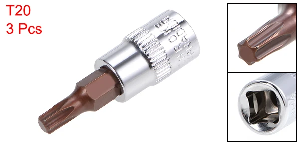 Uxcell 3 шт. Торцевая головка Torx T S2 сталь 48 мм длина T10 T15 T20 T30 T40 T45 T50 T55 T60 для DIY ручной Автомобильный ремонт