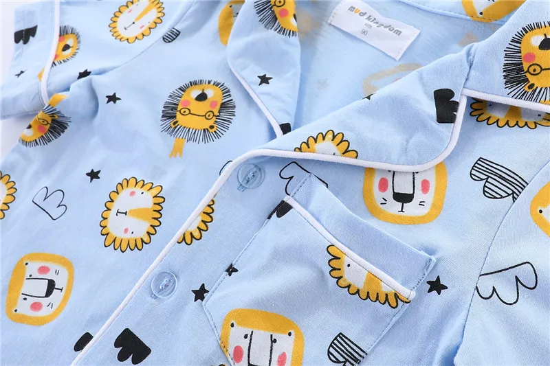 elegant pajama sets Mudkingdom Summer Boys Girls Pajamas Set Button Down Short SleeveTops and Pants Sleepwear Outfit Kids Clothes Animals Unicorn pajama sets cheap