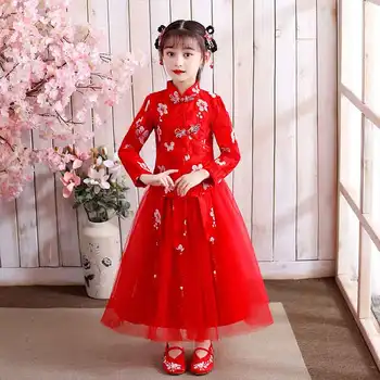 

Girls Han Tang Ethnic Dress Suits Wedding Party Traditional Festival Clothes Set Chinese Cheongsam Tops Skirt Clothes Costumes