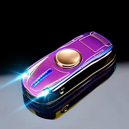 Электрические зажигалки антистресс Спиннер ветрозащитный USB перезаряжаемые принадлежности для курения модель гоночной машины Зажигалка для мужчин подарок - Цвет: Фиолетовый