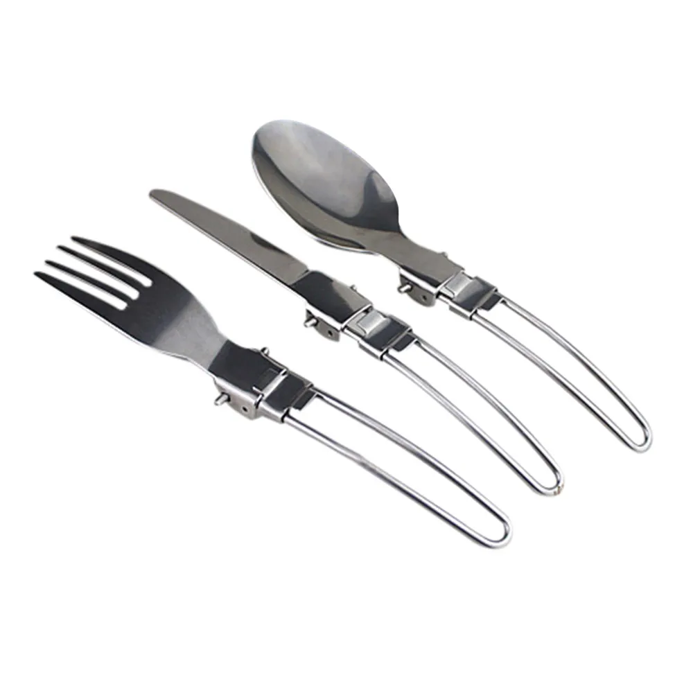 

3Pcs/set Stainless Steel Household Tableware outdoor Travel picnic Folding knife Fork Spoon durable lightweight camping Hiking