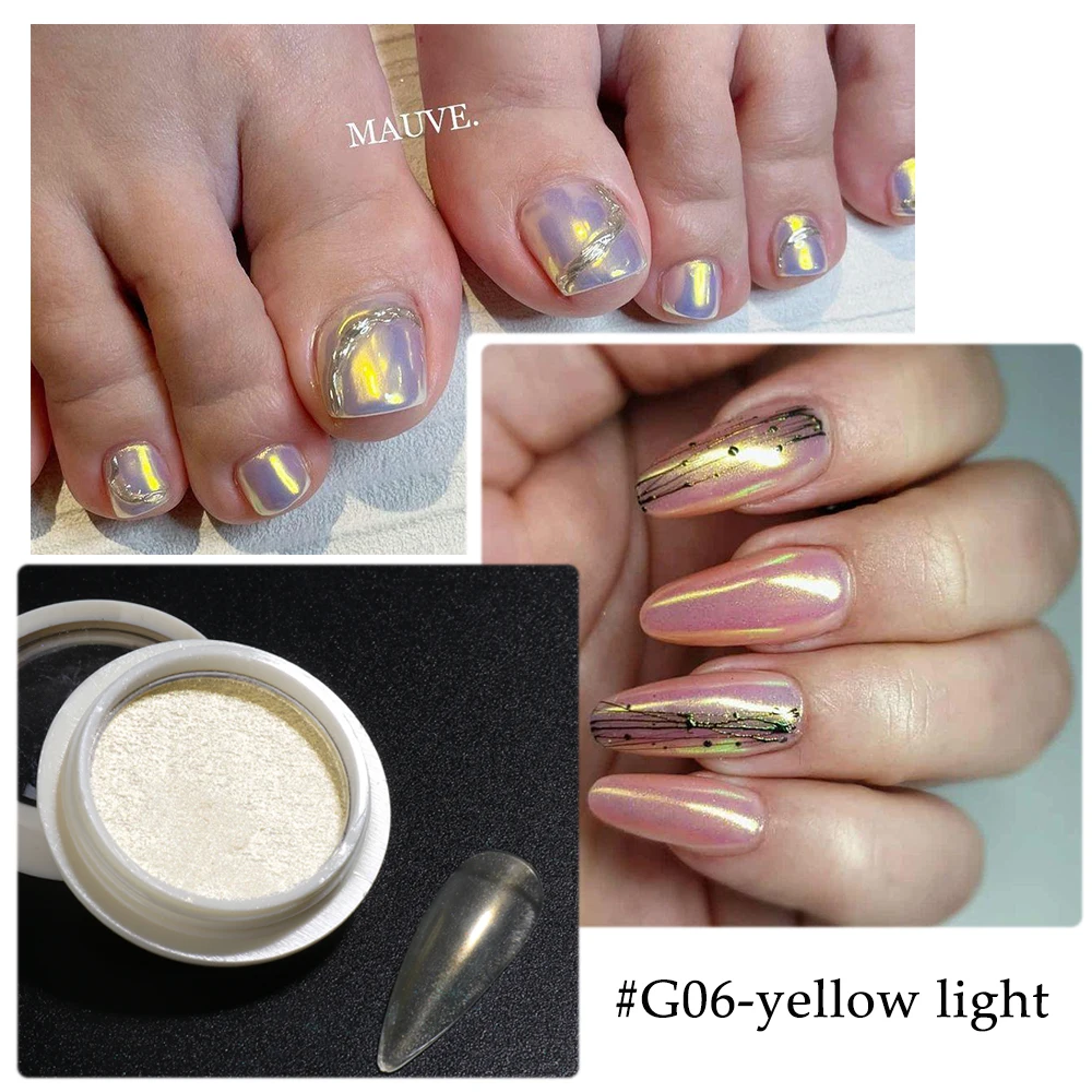 Aurora Nail Glitter Powders Pearl Shimmer Pigment Solid