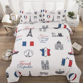 

National Stamp Bedding Set France US African Culture Duvet Cover 2/3 Piece Girls Boys Home Bed Linen Set Pillowcase Queen King