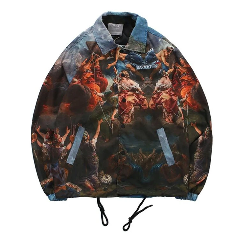

Turn-down Collar Japanese Jacket Men Full Printed Street Men's Jacket Streetwear Clothing