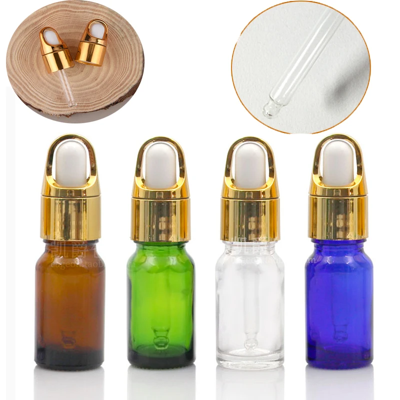 Прозрачная/синяя/зеленая стеклянная бутылка-капельница для эфирного масла
