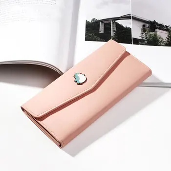 

2019 New Ladies Clutch Fashion Long Multifunction Tri-fold Wallet Multi-card Position Women's Wallet PU Solid Color Card Package