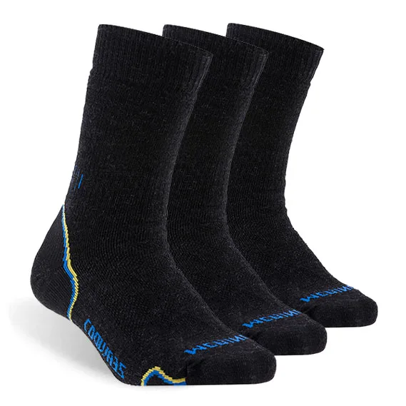 ZEALWOOD походные носки женские и мужские носки из мериносовой шерсти теплые зимние уличные спортивные носки, 1/3 пар - Цвет: 3 pair black