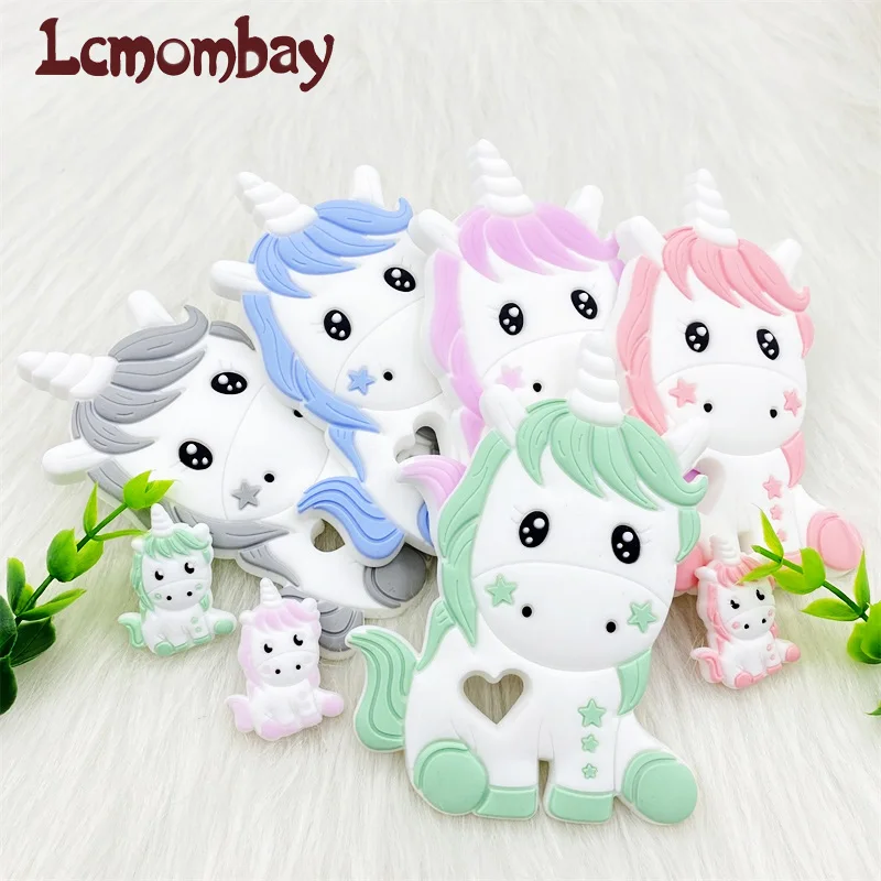 1PCS Unicorn Silicone Baby teether Cartoon Animal DIY Pacifier Dummy Sensory Jewelry Gift Toy Accessories beads 2