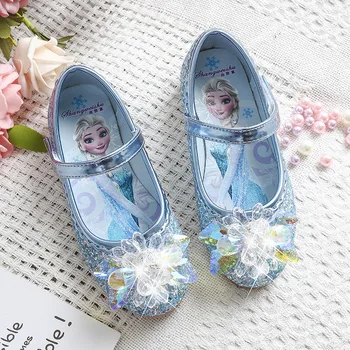 

Fashion Cinderella Crystal Bright Diamond Shoes Girl Princess Single Shoes Girl Performance Flat Heels Shoes