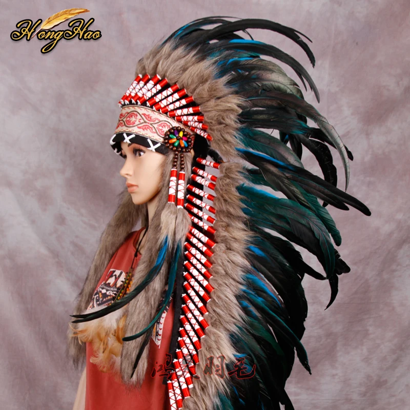 turquoise Indian Headdress feather 