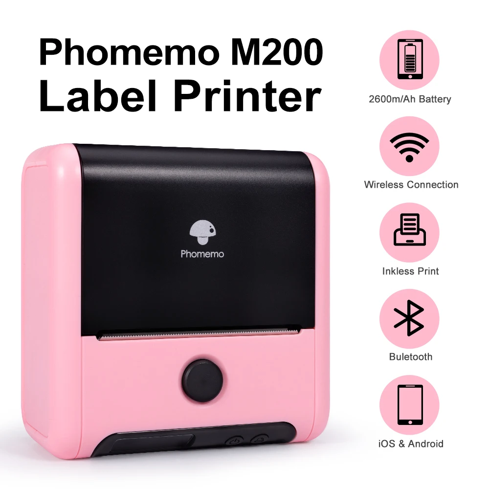 

Phomemo M200 Label Printer Thermal Mini 203dpi Mobile Bluetooth Wireless Portable Pocket Study Notes Photos Sticker Impresora