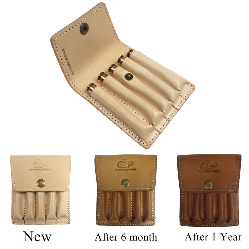 5 Round Tactical Ammo Holder Thick Leather Cartridges Shells Pouch Rifle Bullet Wallet Carrier Hunting Gun Accessorries