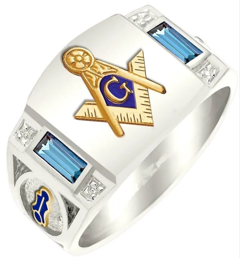 

7-14 Size Retro Creative Masonic Ring Micro Crystal Personality Men's Ring Punk Rock Men's Jewelry