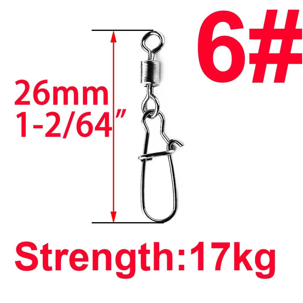 Size 6 50 шт. 2# до 14# рыболовный разъем вращающаяся булавка "Рыбка" подшипник из нержавеющей стали оснастка снасть для приманки на рыболовецкий крючок Товары для рыбалки - Цвет: Size 6