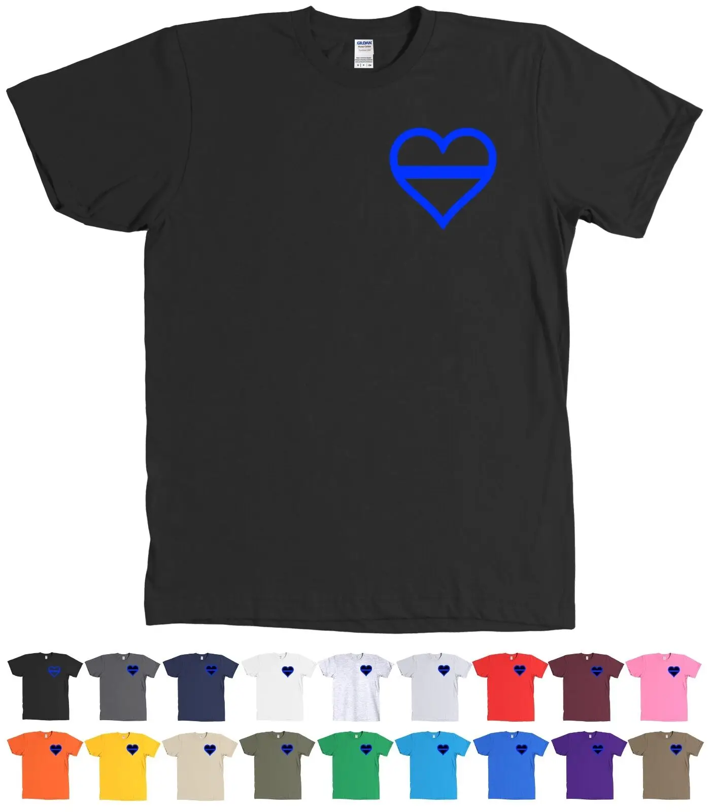 Thin Blue Line Heart Police Support Shirt New Many Colors | Мужская одежда