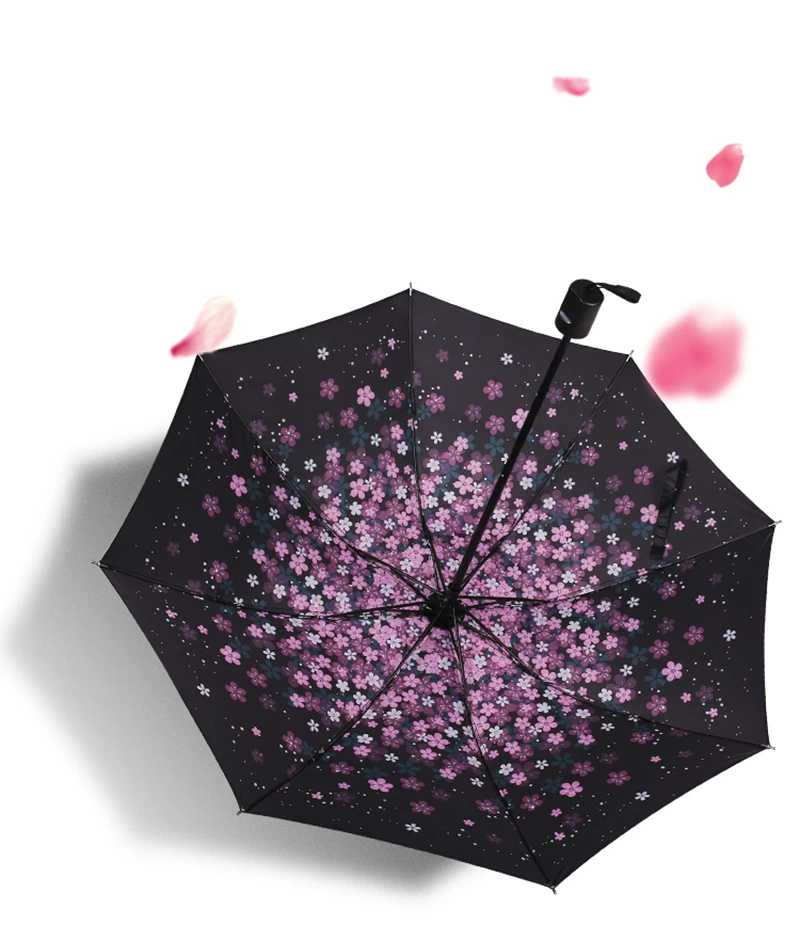 Sakura small fresh ins girl heart folding goddess umbrella dual-use female sun umbrella wpc sunscreen UV protection30