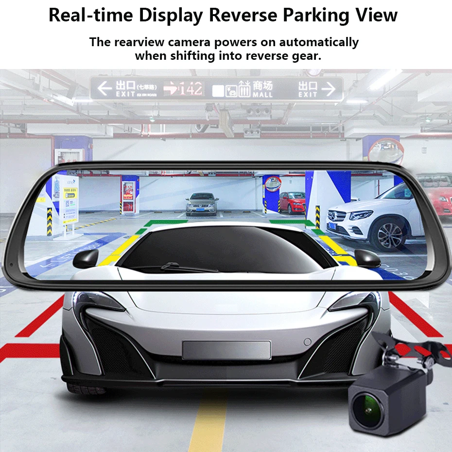 QUIDUX 1" сенсорный экран 1080P зеркало заднего вида, Автомобильный видеорегистратор, камера с двумя объективами, автомобильная камера, видеорегистратор с резервной камерой 1080p