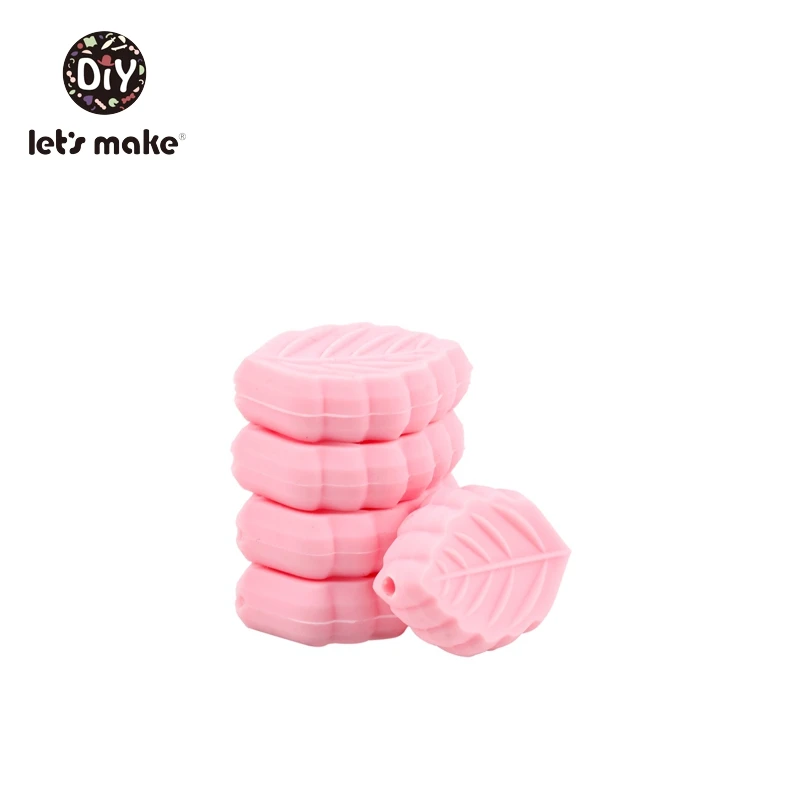 typeB pink Давайте сделаем силиконовые бусины, Детские подвески-прорезыватели, 10 шт., листья, мультяшное ожерелье без БФА, пищевые аксессуары, Товары для малышей, игрушки - Цвет: typeB pink