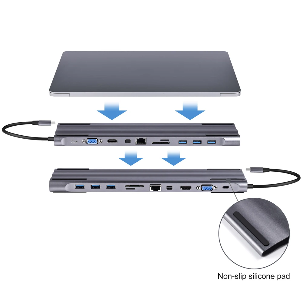 

USB C Hub 11 In 1 Laptop Docking Station Type-C to USB 3.0 HDMI VGA RJ45 DP Adapter for MacBook LHB99