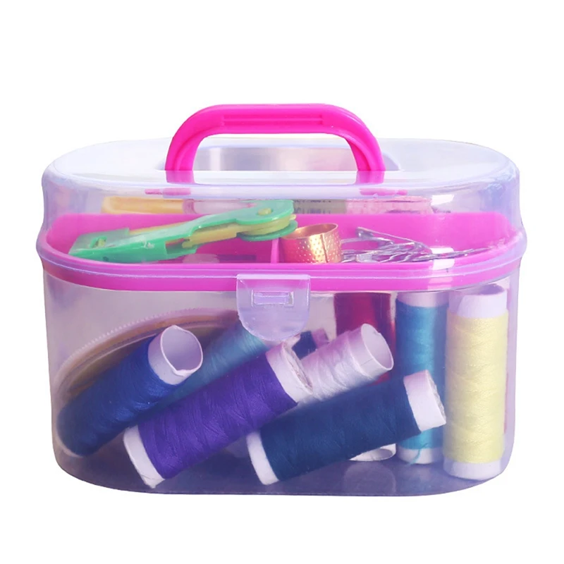 

Portable Sewing Box Kit Plastic Organizer Storage Box 10pcs Sewing Tools Knitting Bag Thread Organizer For Home Kitchen