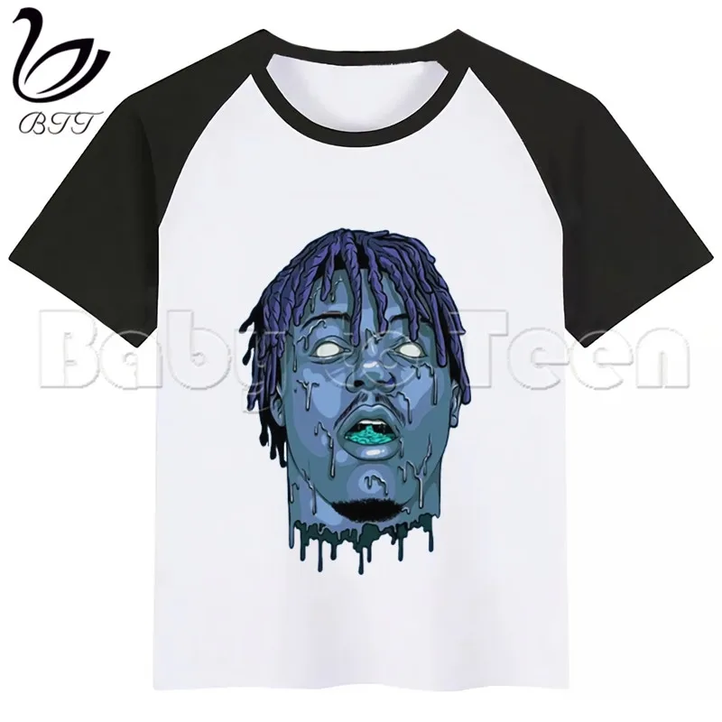 Juice Wrld/Новинка; детская летняя повседневная футболка для мальчиков и девочек; детская одежда с принтом; топы; милая детская футболка с короткими рукавами - Цвет: BlackA