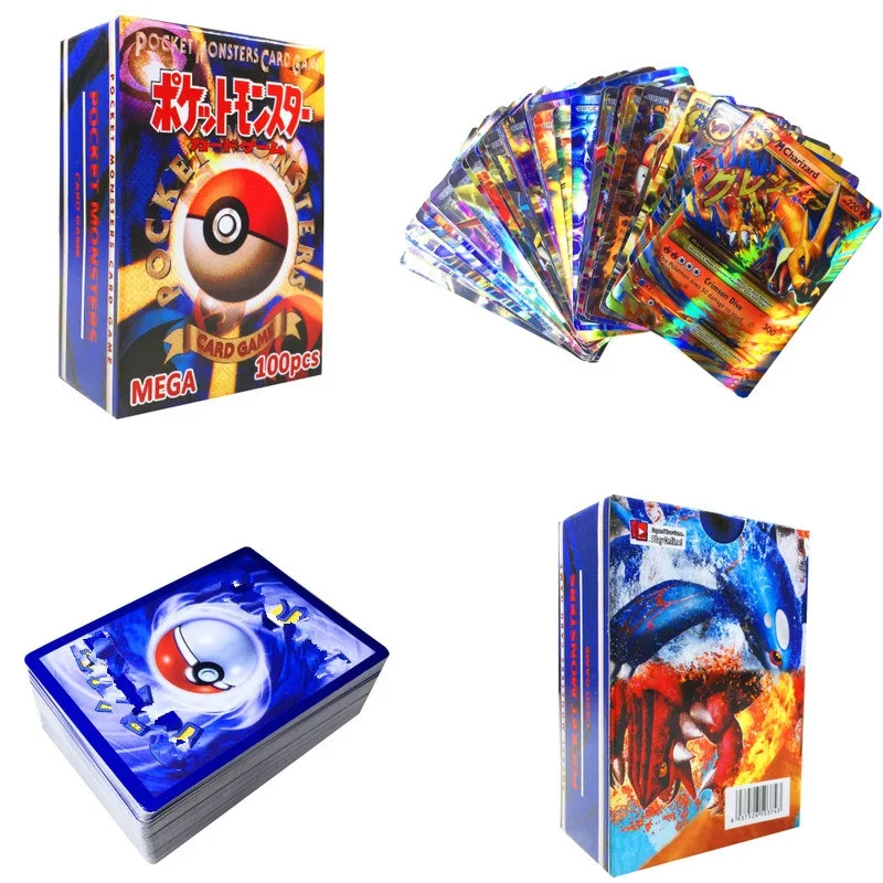 200 шт GX EX MEGA Shining carte карточные игры битва карт без повторения Пикачу карточная игра для детей игрушка - Цвет: 100pcs(20M 80EX)