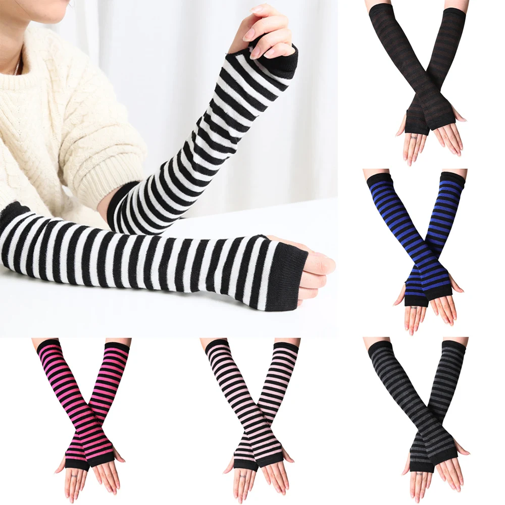 1 Pair Classic Cotton Long Gloves Women Girls Wristband Arm Warmer Long