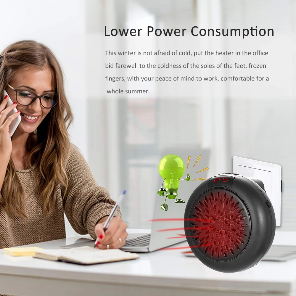 

Hot Portable Electric Mini Desktop Stove Radiator Warmer Machine Household Adjustable Plug-in Wall Heating Fan Heater for Winter
