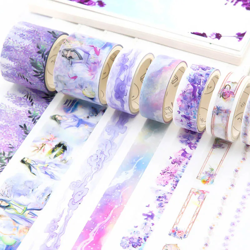8Pcs/Set Floral Cute Paper Masking Washi Tape Set Adhesive Tape DIY Scrapbooking Sticker Label Masking Tapes