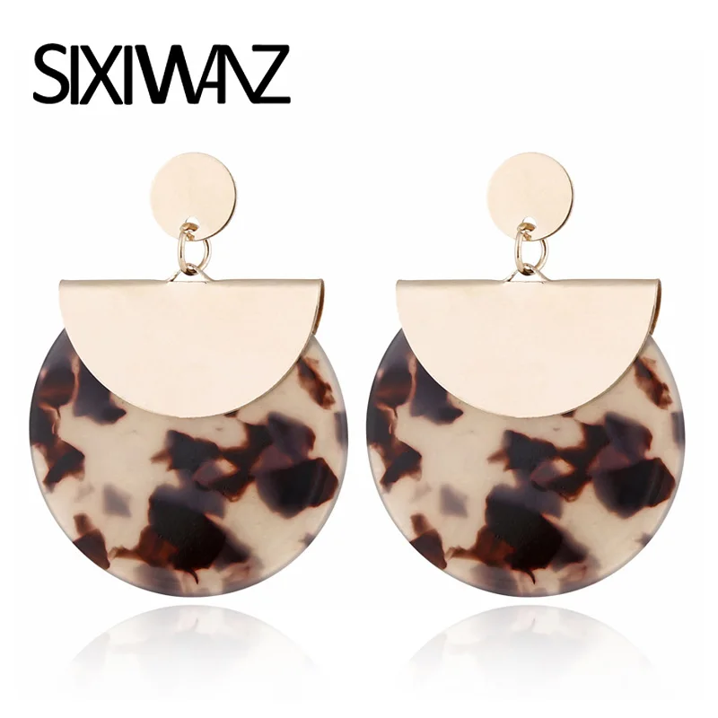 

Acrylic Resin Hoop Drop Earrings For Women Hot 2019 New Korean Leopard Flower Tassel Earrings Dangle Stud Jewelry Free Shipping
