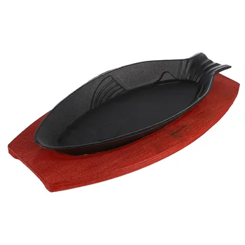 

1pc Fish Shaped Pan Portable BBQ Pan Plate Steak Frying Pan Durable Fryer for Restaurant Shop Home Kitchen