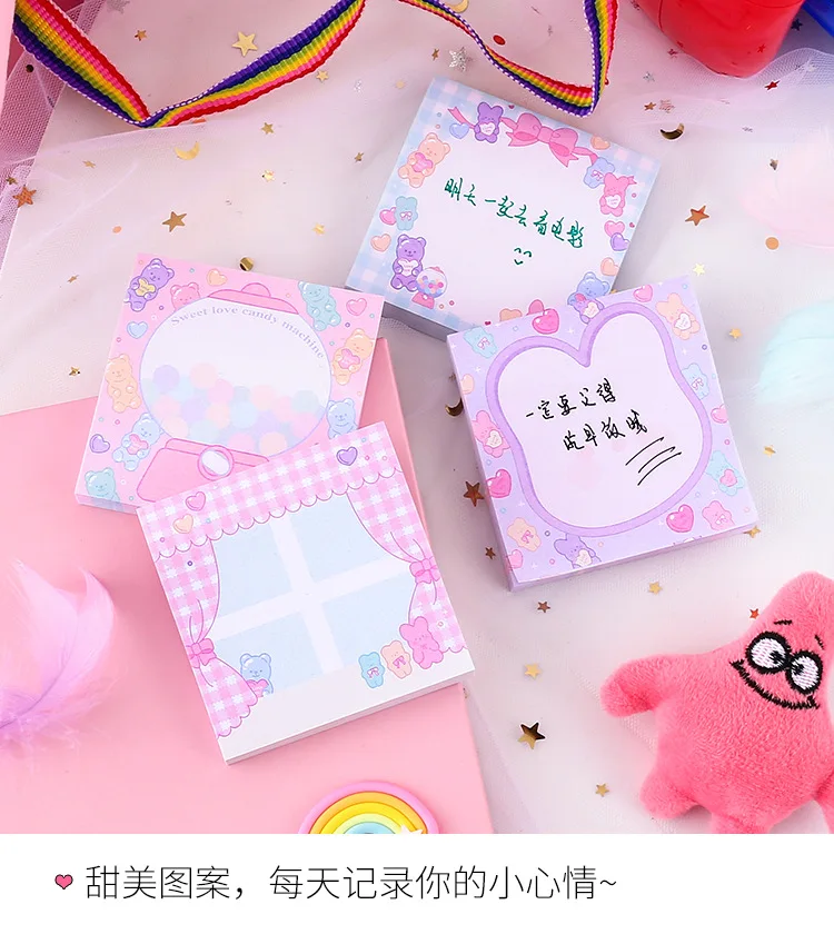 Note Paper Creative Cute Cartoon GIRL'S Heart Network Red Sticky Notes for Student Hipster Cool Carry-on Pockets Notebook
