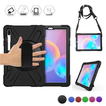 

Case for Samsung Galaxy Tab S6 10.5 2019 SM-T860 SM-T865 Kids Safe Shockproof Heavy Duty Silicone Hard Hand Stand Holder+Strap