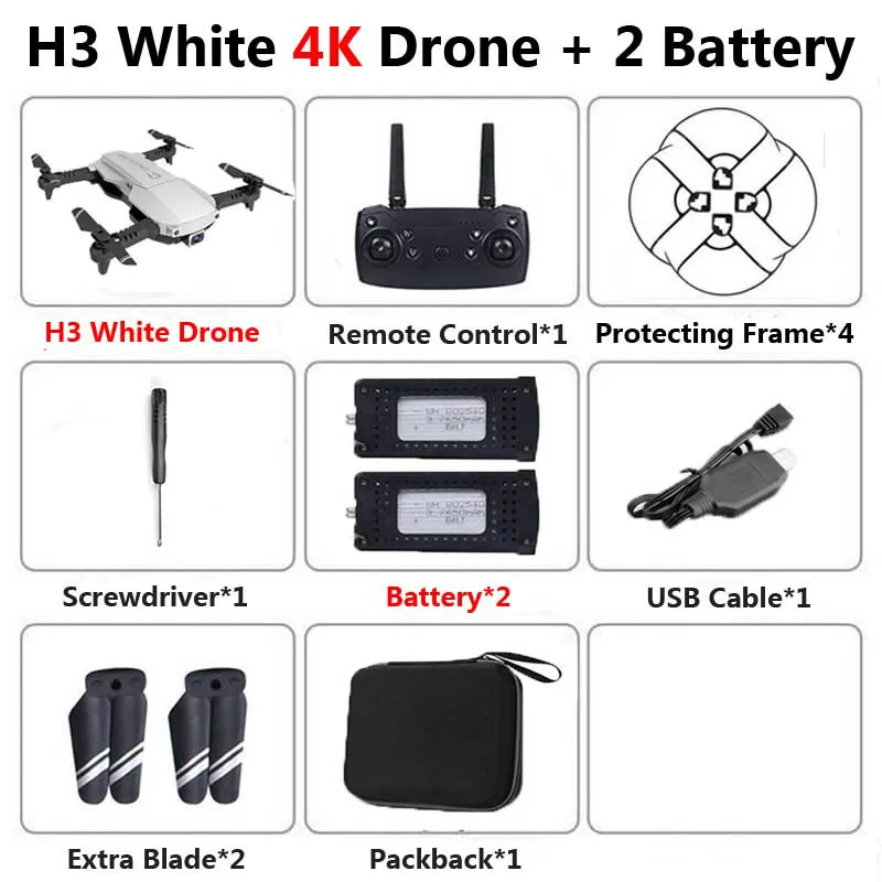 H3 Профессиональный складной Дрон с двойной камерой 4K HD WiFi FPV широкоугольный оптический поток RC Квадрокоптер Вертолет игрушка VS SG106 E58 - Цвет: White 4K 2B Foam