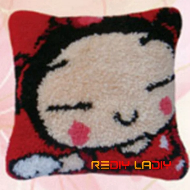 Latch Hook Kits Wedding Kiss Cushion Cover Pre-Printed Canvas DIY Yarn Crochet Crafts Pillow Case Size 43x43cm Sofa Bed Pillows - Color: BZ266