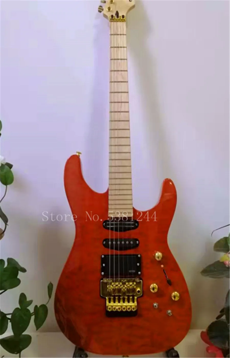 Гитарная гитара, цвет наранья, personalizada de fabrica con Floyd Rose, 3 pastillas, sin entramado, herrajes dorados, chapa de