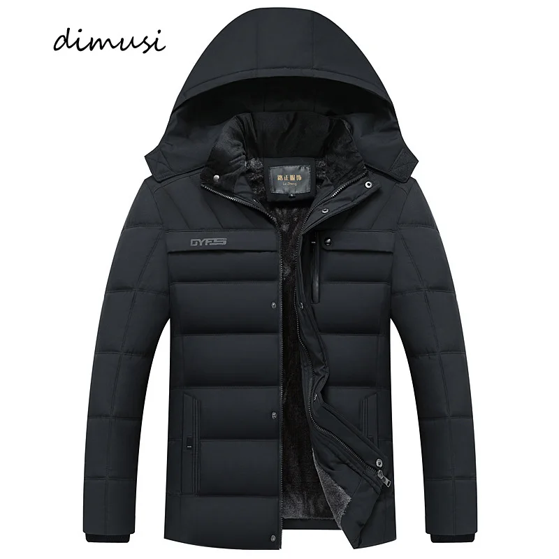 DIMUSI Winter Mens Jackets Male Outwear Thick Warm Hooded Parkas Coats Mens Stand Collar Slim Fit Windbreaker Jackets Clothing