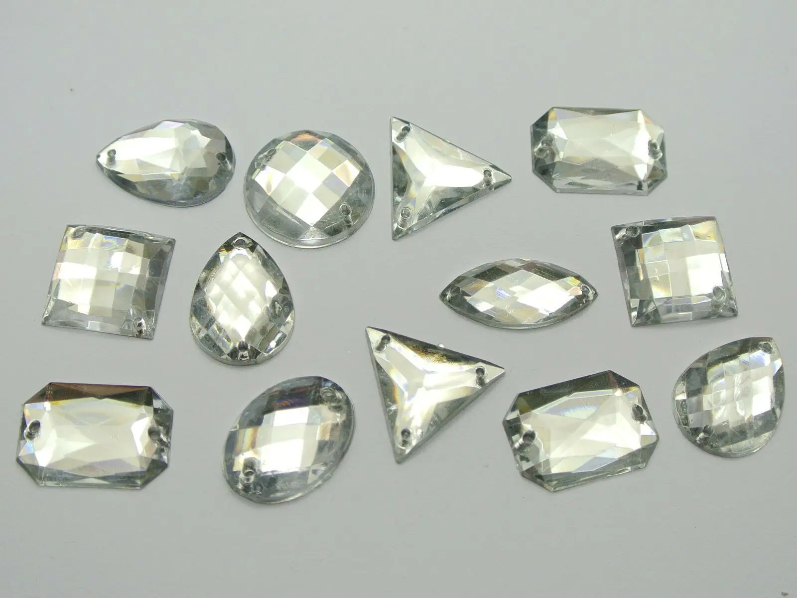 

100 Clear Color Flatback Acrylic Sewing Rhinestone Assorted Shape Sew on beads