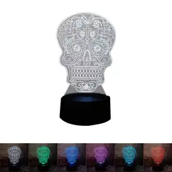 BRELONG череп Иисуса 3D ночник сенсорный настольные лампы, 7 меняющие цвет лампы с акриловой плоской и ABS база и USB кабель