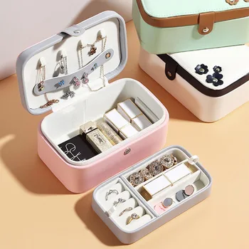 

candy color fashion women luxury jewelry box mini style leather Jewelry Storage Case for Home Travel girl gift 200807-46
