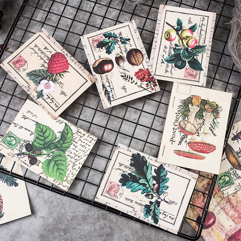 8Pcs/Pack Vintage Large Plants Illustration Sticker DIY Craft Scrapbooking Album Junk Journal Planner Decorative Stickers