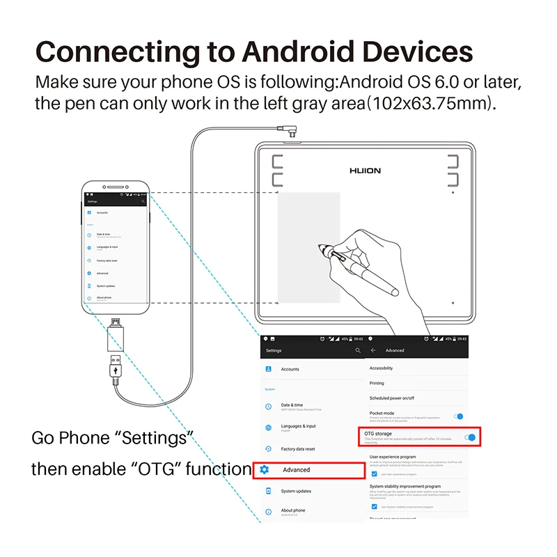 배터리 없는 스타일러스 포함 그래픽 드로잉 태블릿, 안드로이드 윈도우 및 macOS용 전화 태블릿 페인팅 도구, HS64, 6x4 인치