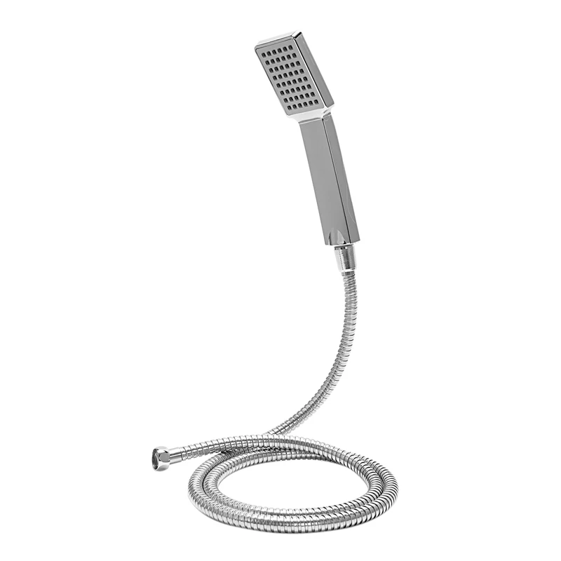 

BMBY-Square Handheld Shower Head +Holder+1.5M Stainless Steel Hose High Pressure Bathroom Shower Heads Set Spray Head