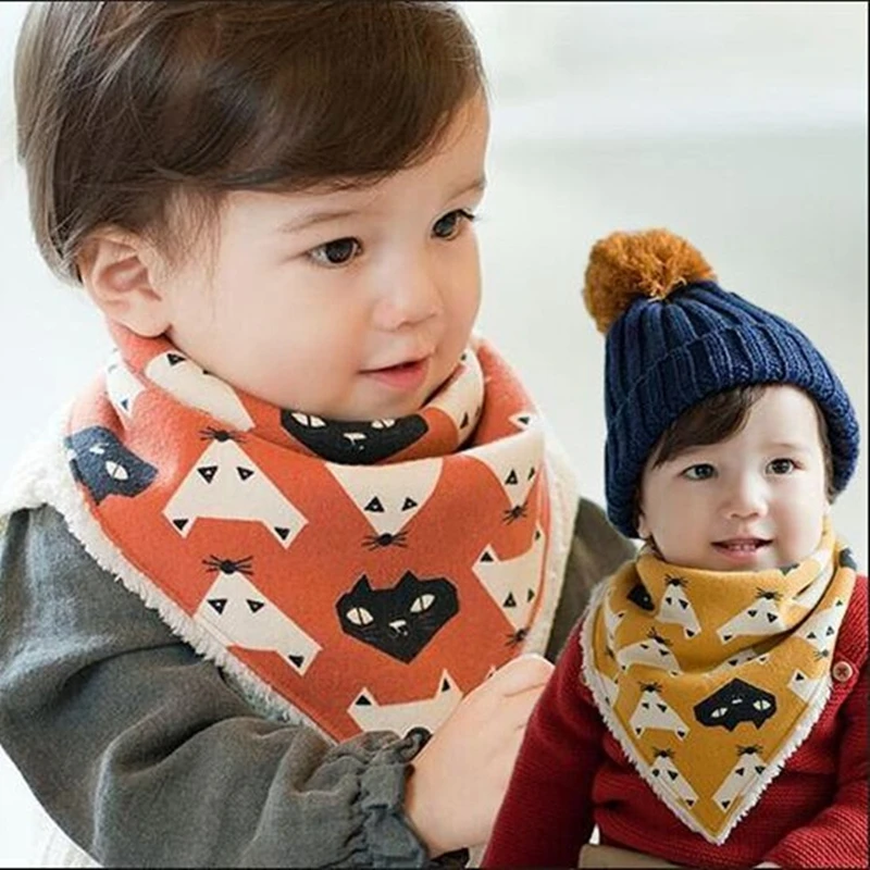 Утолщенные нагрудники для малышей Зимний Теплый Бархатный шарф новорожденных